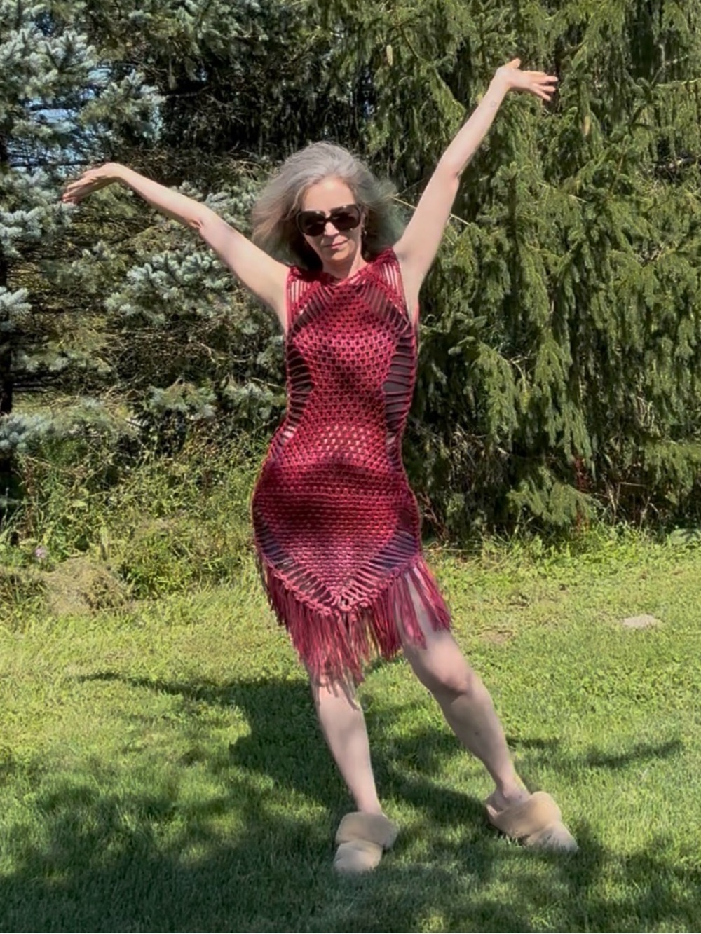 Crochet Mini Dress with fringe | Handmade